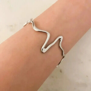 925 Sterling Silver Cuff Bracelet Unique Asymmetric Bracelet Geometric Bracelet